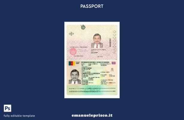 modello presente di passaporto del Camerun in stile verificato